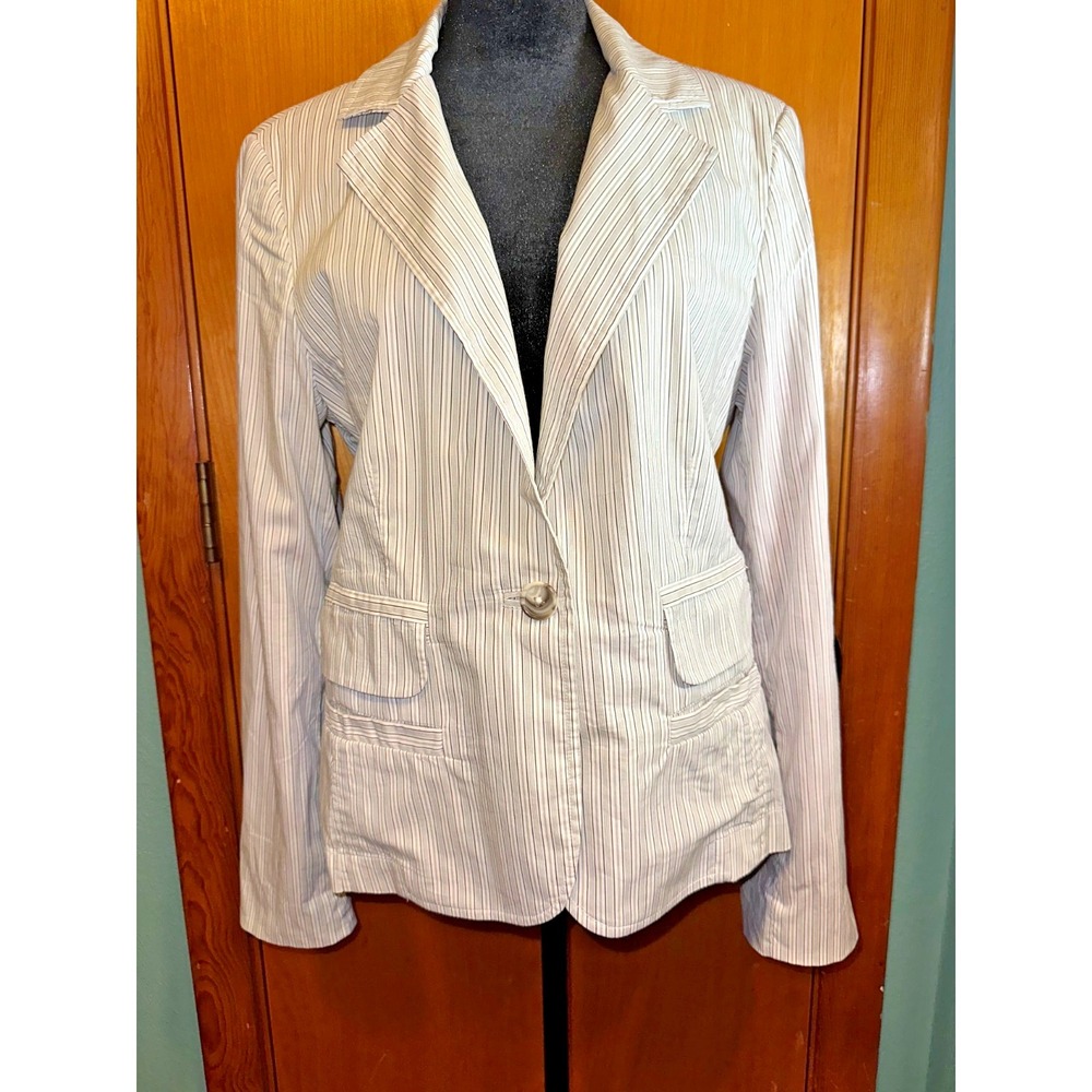 Cabi Women's Size 8 Lightweight Career Blazer Jacket‎ White Striped